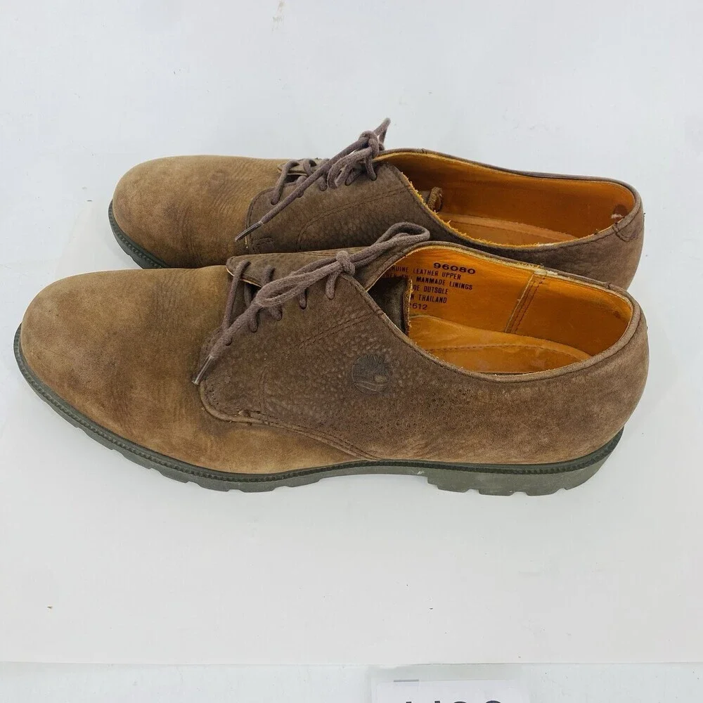 Timberland Waterproof Genine Pebbled Leather Derby Shoes Size 9.5 M Oxford Brown